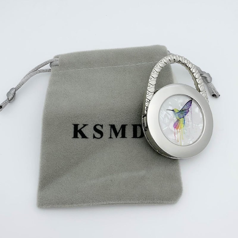 KSMD Purse Hooks for Table and Bars,Portable Purse Hanger Organizers Hooks Handbag Holder Pocketbook Holder Bag Storage for Desk Bag Hook,Foldable Folding Table Hook Hanger (Hummingbird) - Image 2